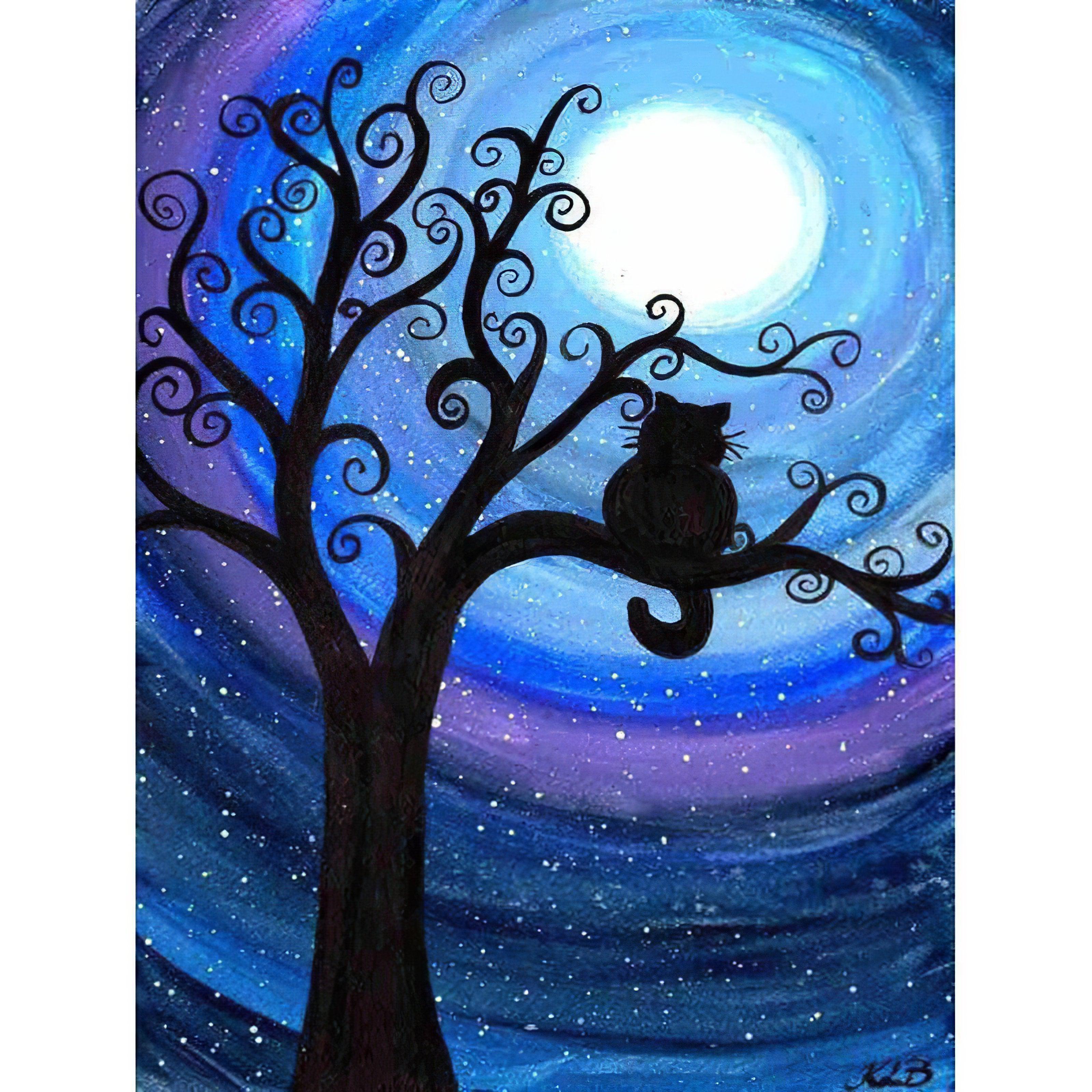 Black Cat And Moon
