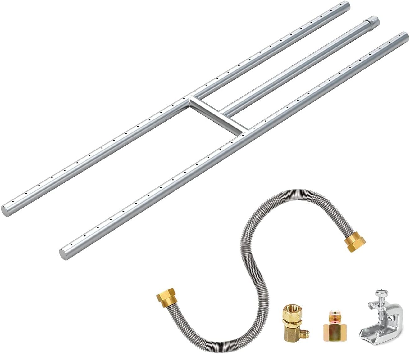 KEESHA Fireplace H Burner 30 x 6 inch Stainless Steel Burner Replace for Propane Natural Gas Fireplace Fire Pit Burner