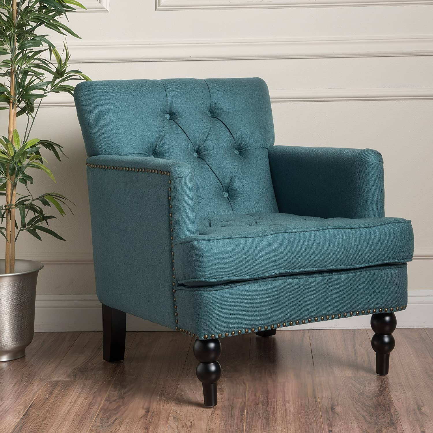 Madene Tufted Back Fabric Club Chair Teal