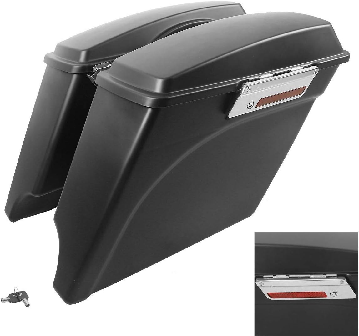 XFMT Vivid Black Hard Saddlebags Saddle Bags Trunk W/Lid Latches Compatible with Harley 1993-2013