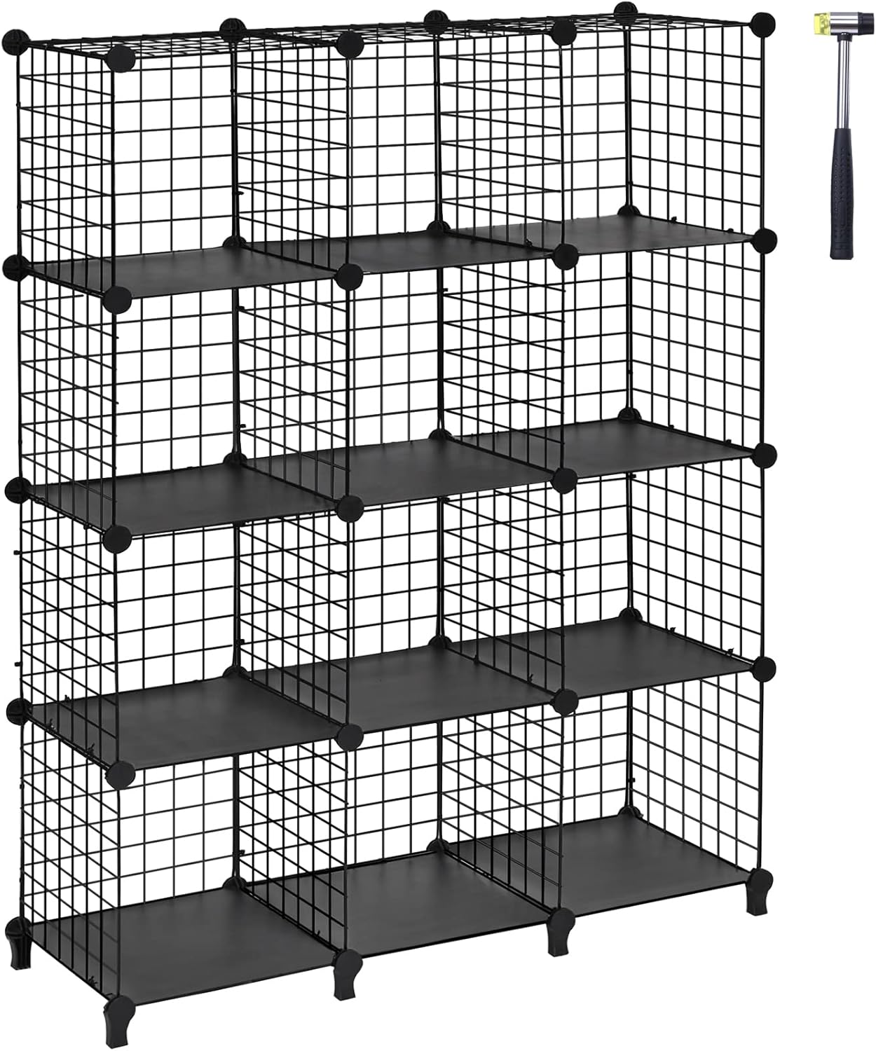 ANWBROAD 12- Cube Metal Wire Cube Storage Organizer Grids Storage Wire Shelves for Closet Storage Bins Shelving DIY Closet Cabinet Modular Bookcase for Bedroom Living Room Office White ULWT012T Pack of 2