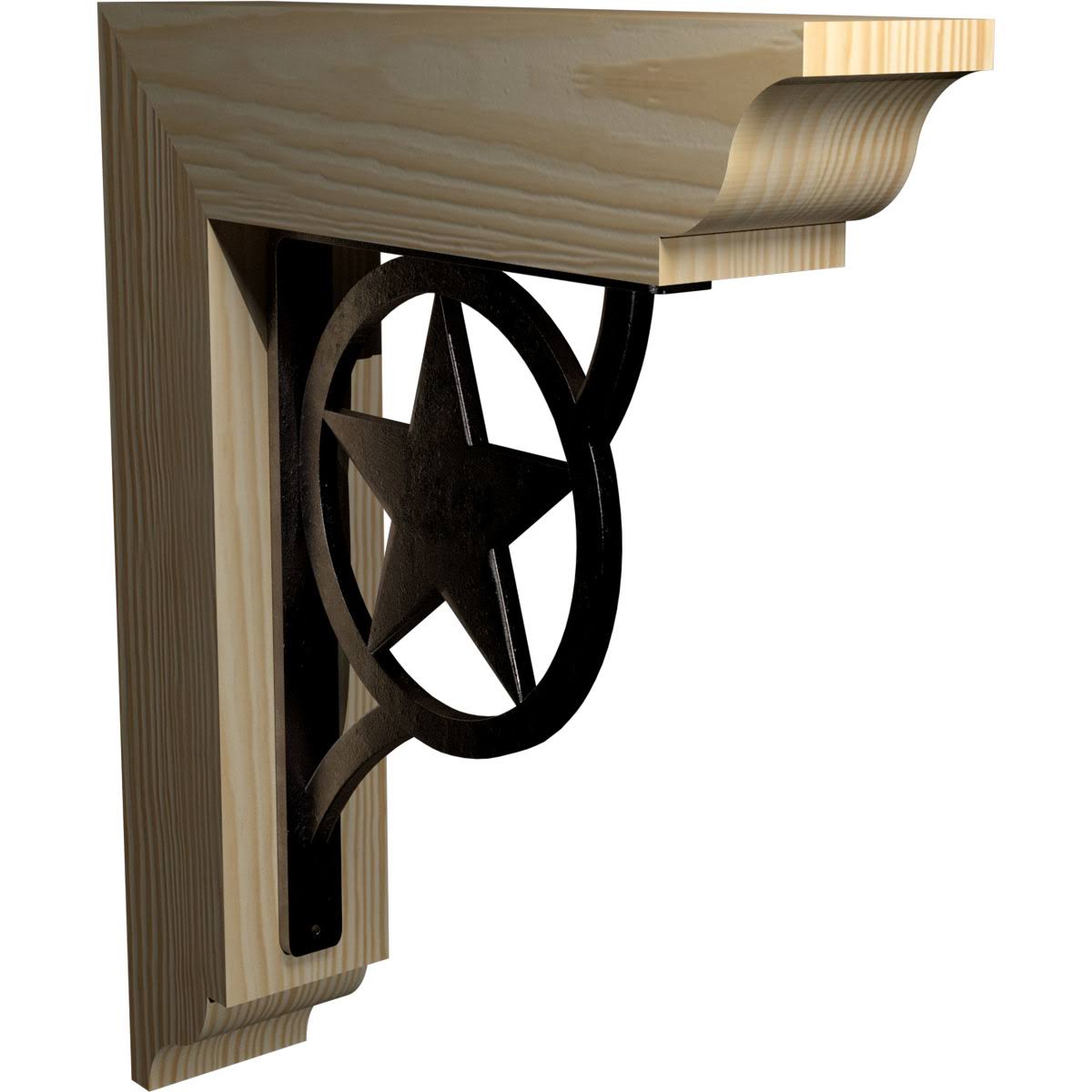 Ekena Millwork 3 1/2 inchw x 11 1/2 inchd x 14 inchh Austin Traditional Ironcrest Smooth Bracket, Douglas Fir (1 1/2 inchw x 7 1