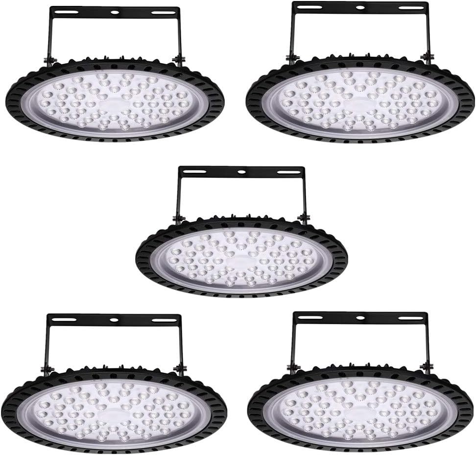 100W UFO LED High Bay Light Factory Warehouse Industrial Lighting 12000 LM 6000-6500K IP54 Warehouse LED Lights- High Bay LED Lights- Commercial Bay Lighting for Garage Factory Workshop Gym (5 PCS)