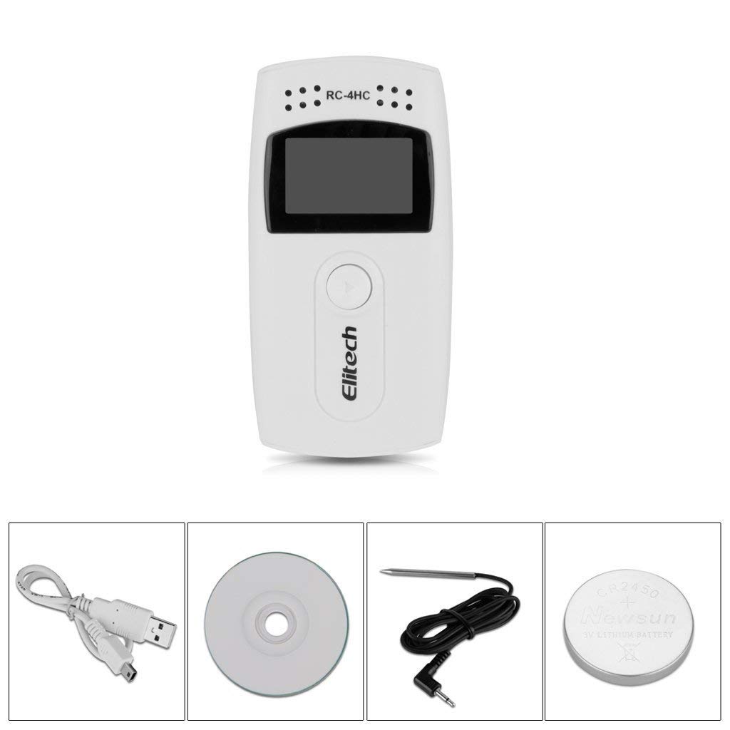 Elitech RC-4HC Temperature Humidity Data Logger (Range: -22°F to 140°F) Pack of 2 Nos Along with Calibration Certificate