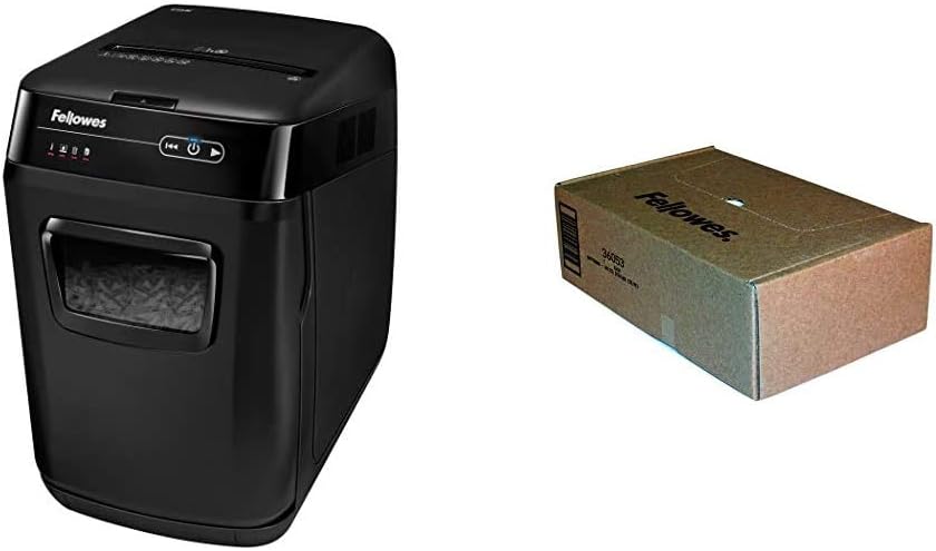 Fellowes AutoMax 150C 150-Sheet Cross-Cut Auto Feed Shredder with Jam Protection for Hands-Free Shredding (4680001), Black