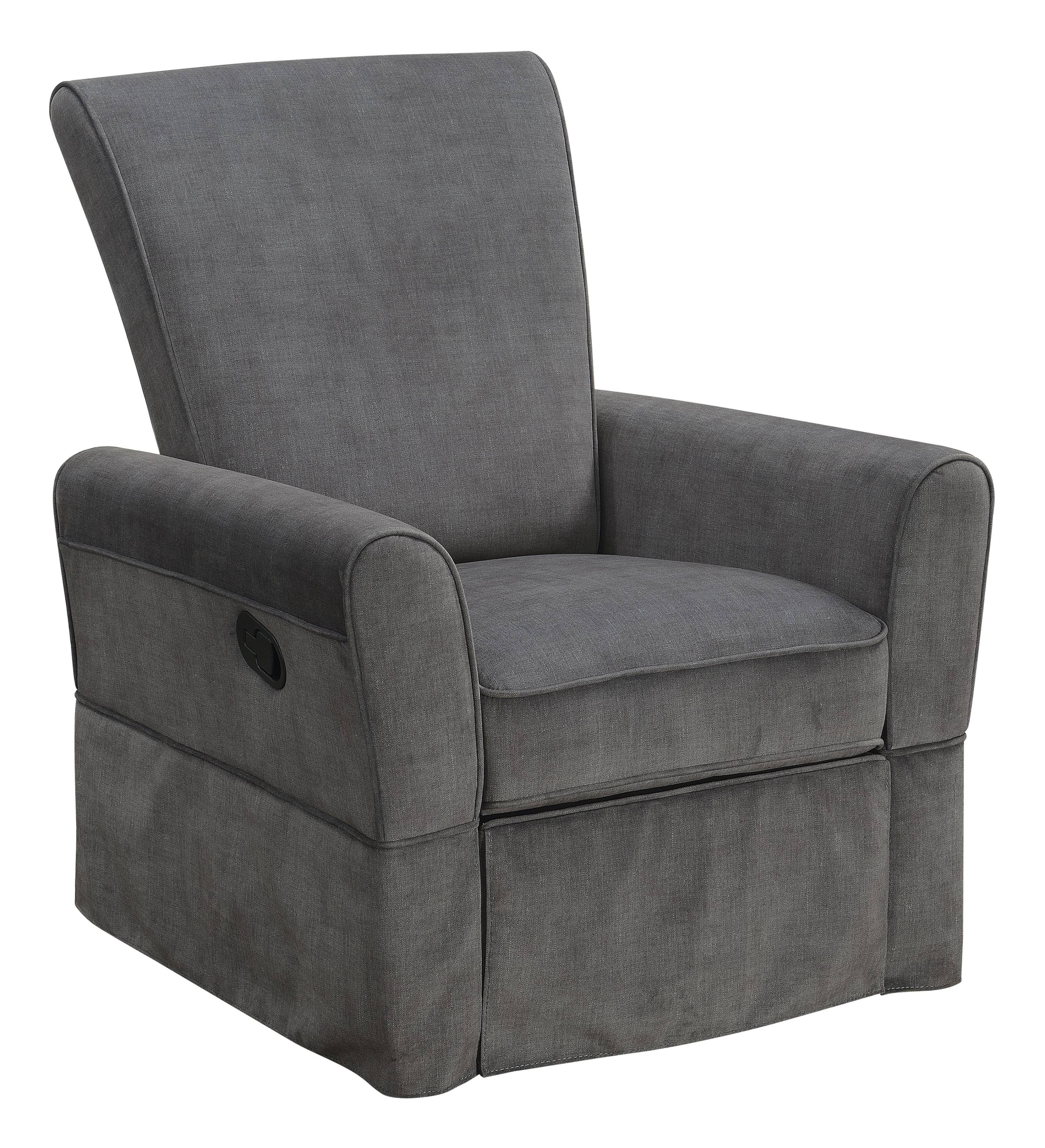 Smooth Back Manual Recliner Glider in Storm Grey, Gray