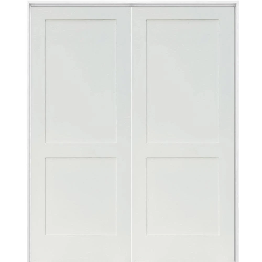 Krosswood Doors 48 in. x 80 in. Craftsman Shaker 2-Panel Both Active MDF Solid Hybrid Core Double Prehung Interior French Door