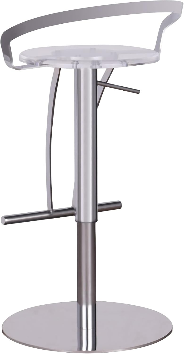 Chintaly Imports Acrylic Seat Metal Pneumatic-Adjustable Stool in Clear/Chrome