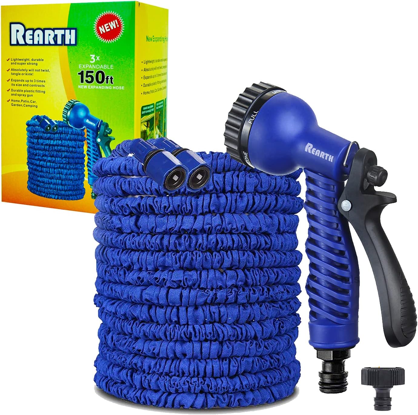 Magic Stretch Flexible Expandable 3 x Expanding Garden Hose Pipe Natural Triple Layer Light Weight Non Kink with 3/4