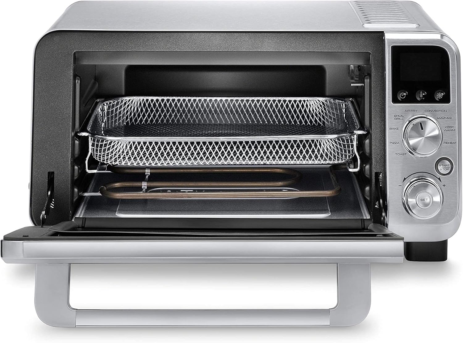 De'Longhi Livenza 9-in-1 Digital Air Fry Convection Toaster Oven, Grills, Broils, Bakes, Roasts, Keep Warm, Reheats, 1800-Watts + Cooking Accessories, Stainless Steel, 14L (.5 cu ft), EO141164M (Renewed)
