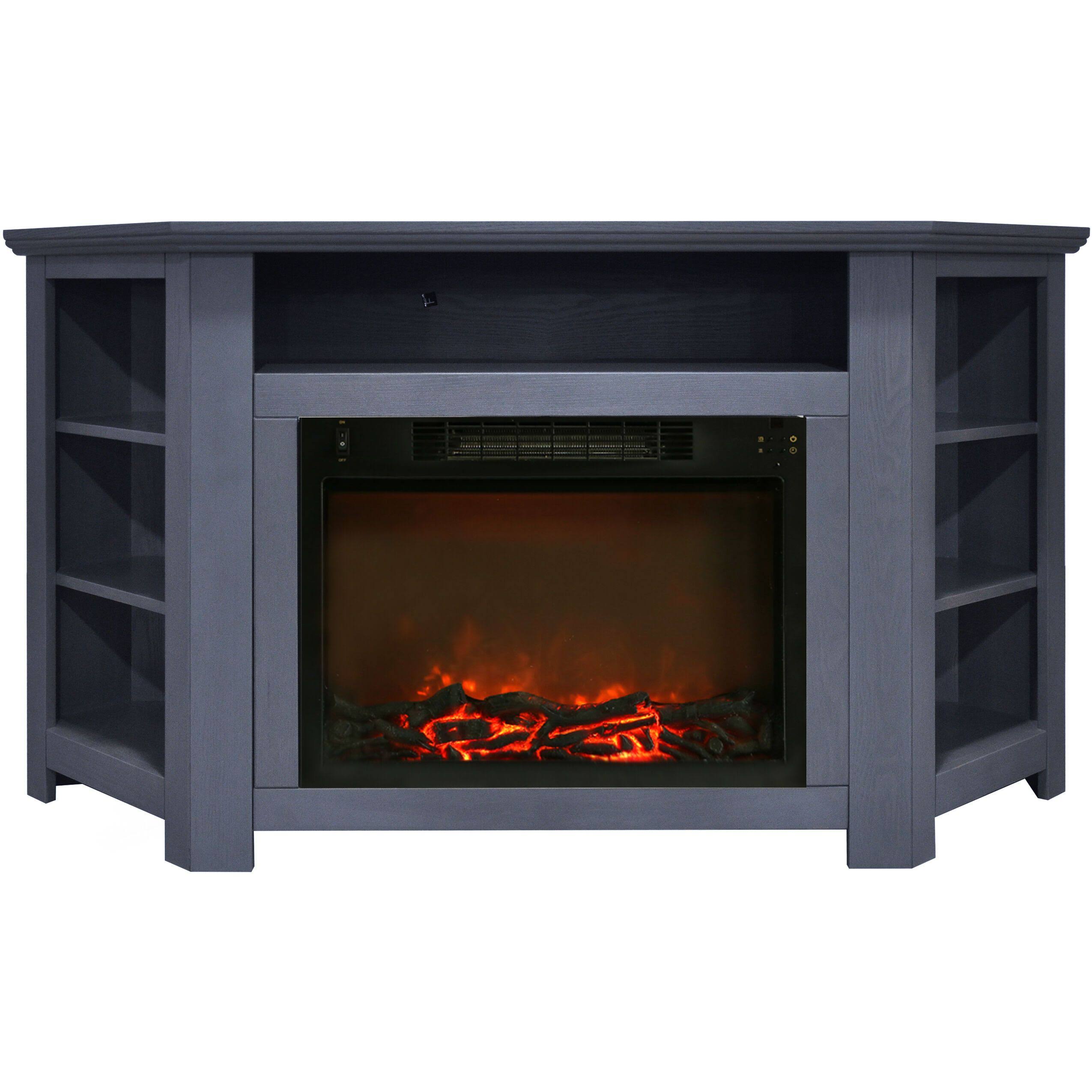 Cambridge Stratford 56 in. Electric Corner Slate Blue with 1500W Fireplace Insert