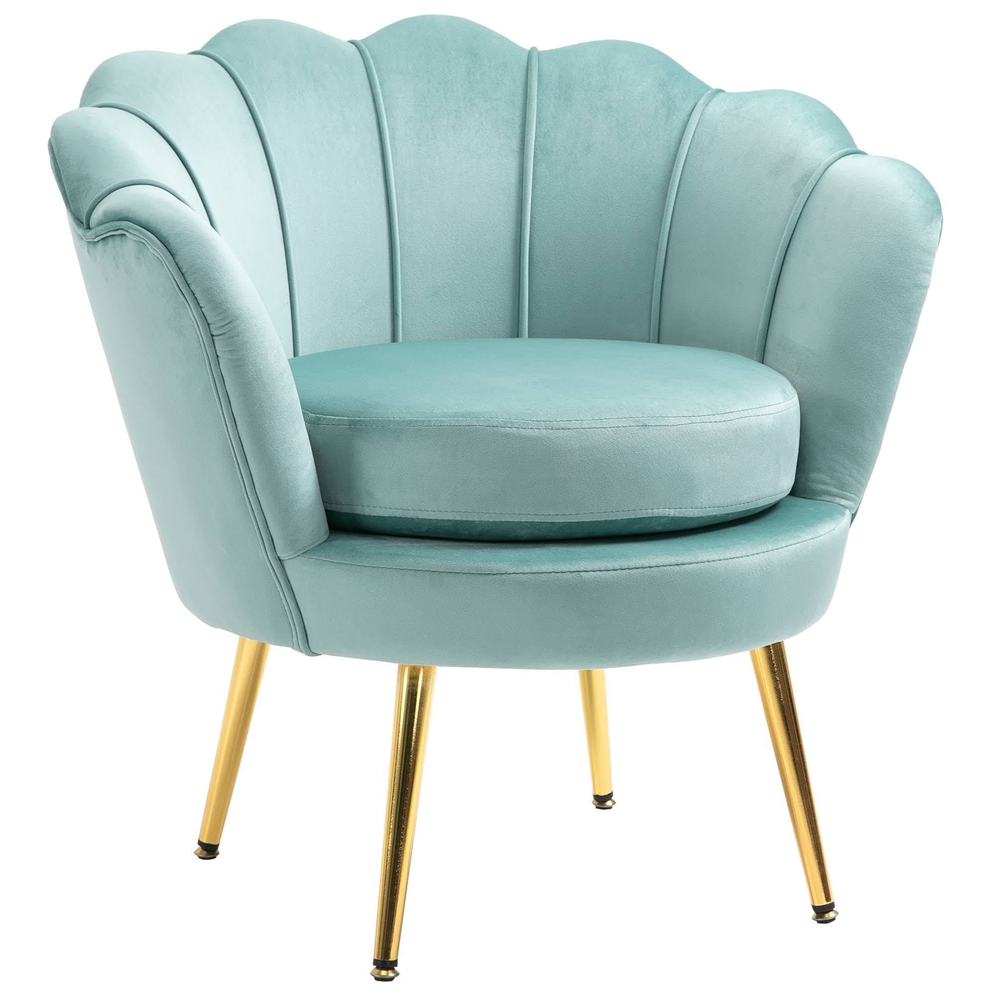 HOMCOM Elegant Velvet Fabric Accent Chair/Leisure Club Chair with Gold Metal Legs for Living Room - Green