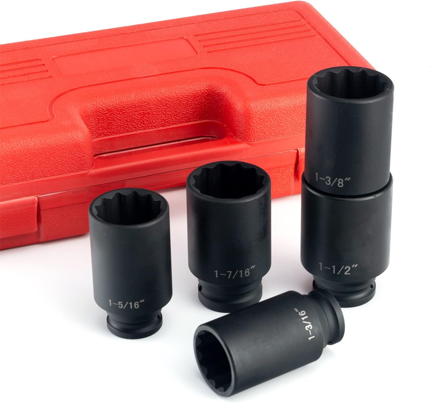 1/2-Inch Drive Deep Spindle Axle Nut Impact Socket Set, 1/2