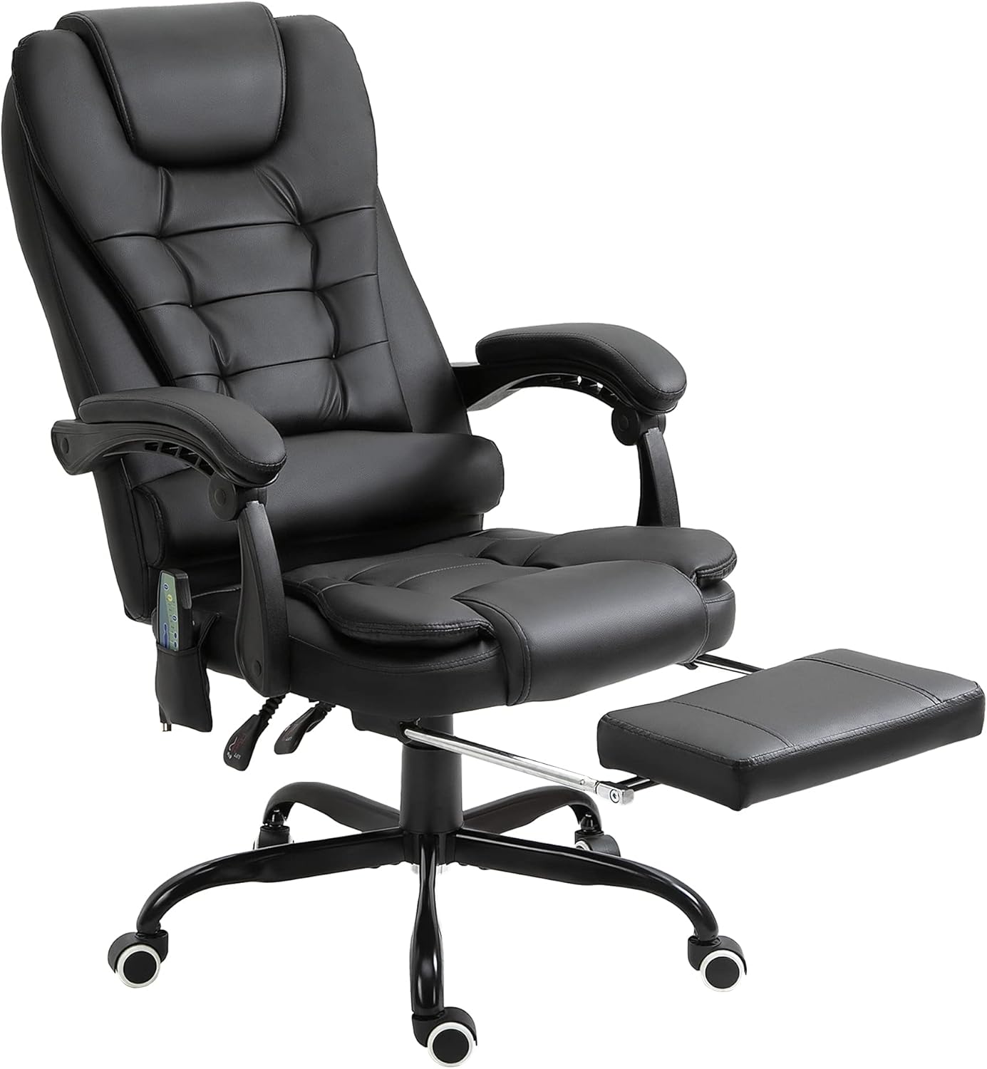 Vinsetto 7-Point Vibrating Massage Office Chair High Back Executive Recliner with Lumbar Support, Footrest, Reclining Back, Adjustable Height, White