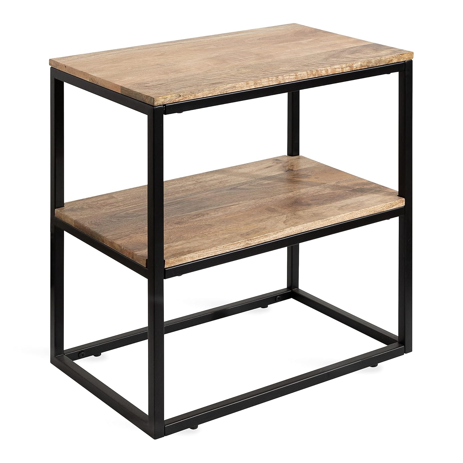 Kate and Laurel Quarles Wood and Metal Side Table, 22x14x24, Natural/Black