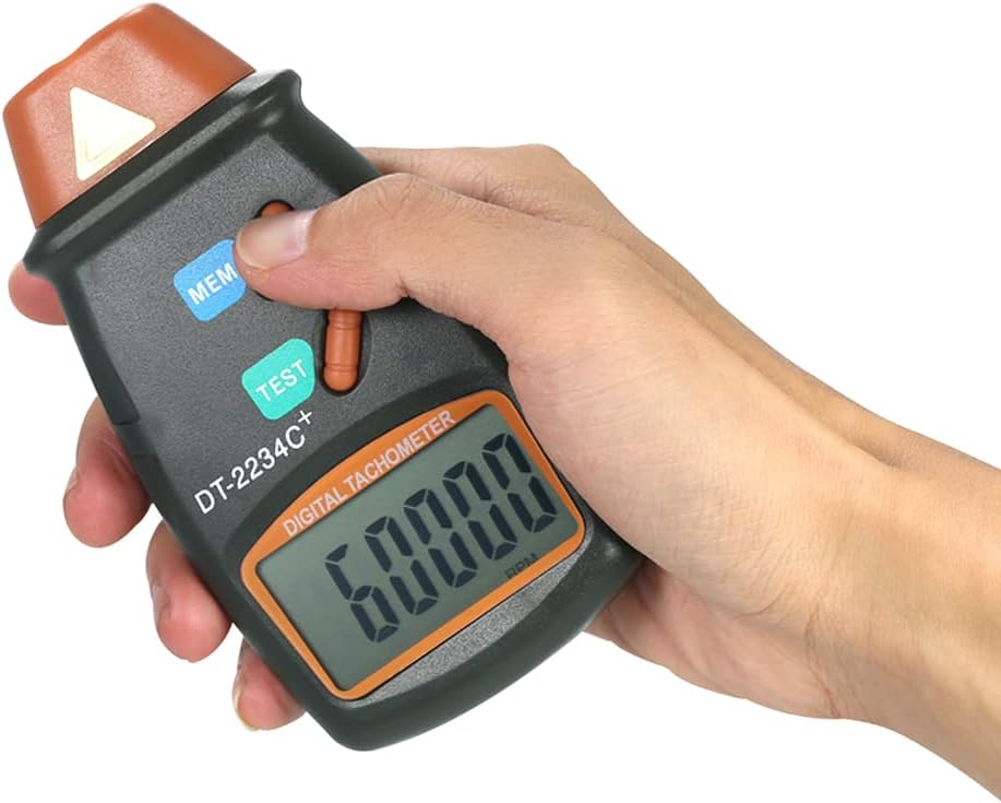 Geevorks Digital Tachometer, Photo Tachometer 2.5-99.999RPM,Non-Contact RPM Gauge for Motor/Wheels/Lathe/Electrical Fan/Car