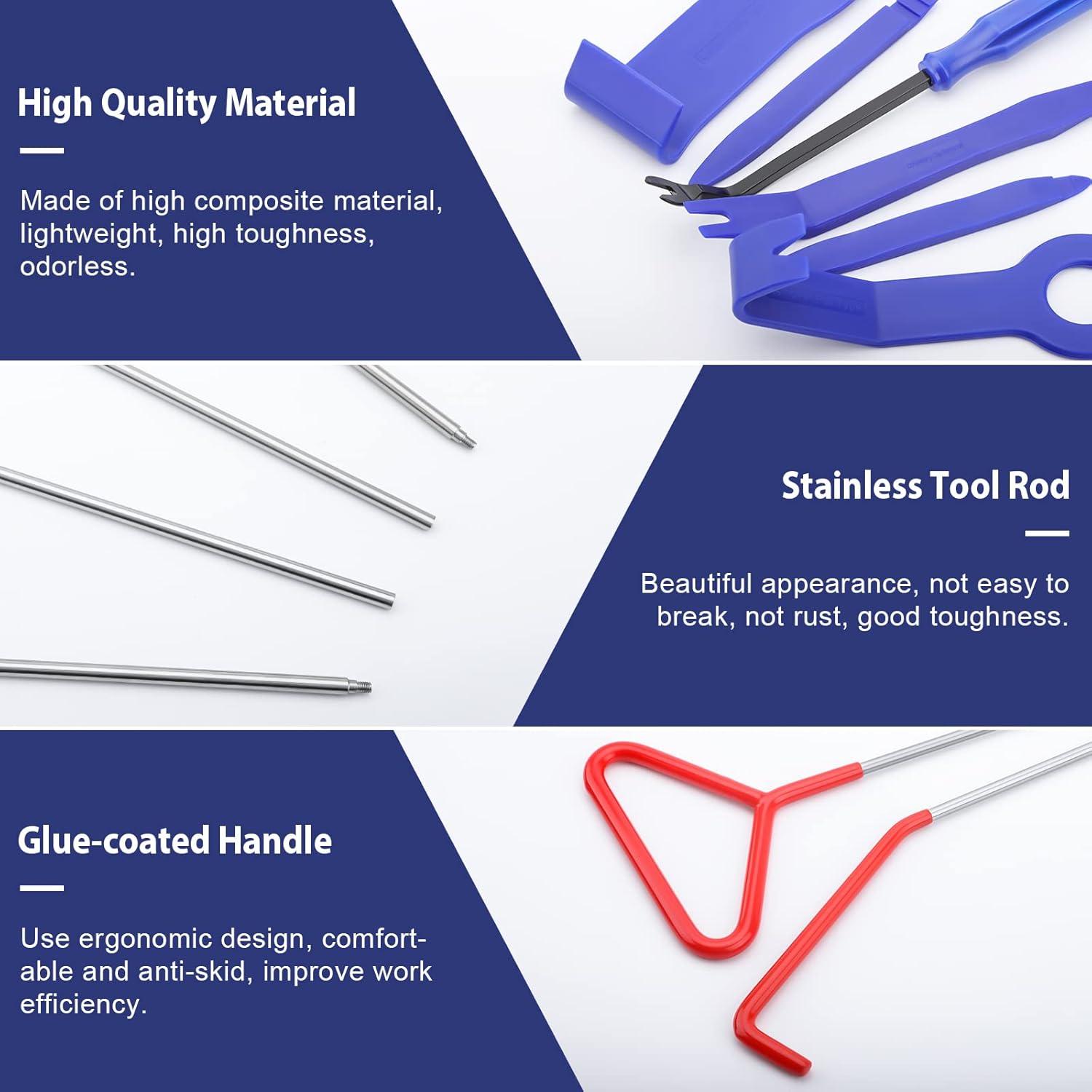 GODCRAE Car Tool Kit, 21PCS Professional Car Door Unlock Kit Lockout Tool with Long Reach Grabber, Non-marring Wedges Air Wedge Pump Auto Trim Removal Tool Pry Tool in Caring Case Bag