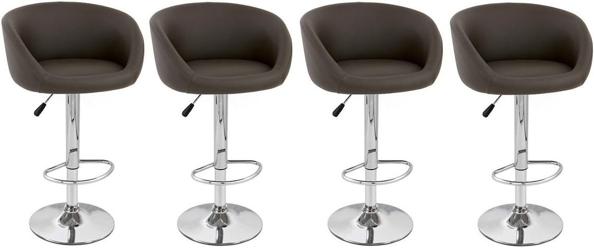 ISU Synthetic Leather Adjustable Bar Stool (Set of 4) - Black