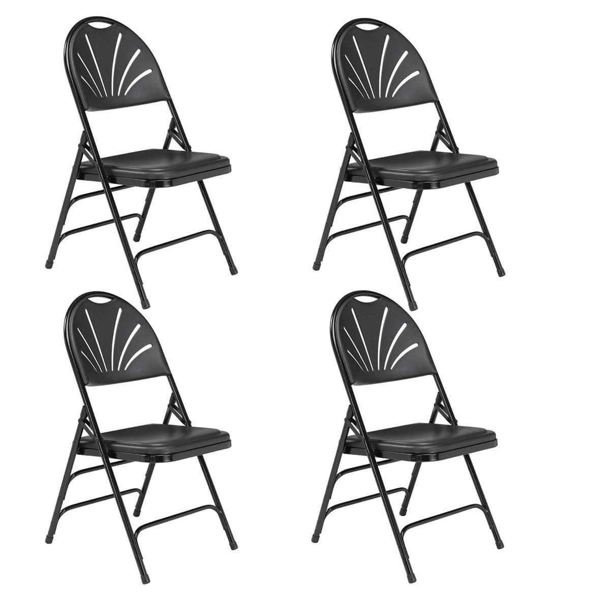National Public Seating 4X 1110 Deluxe Fan Back with Folding Chair, Black/Black 1110 4