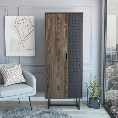 Dukie 8 - Shelf Storage Cabinet Latitude Run Finish: Walnut/Black