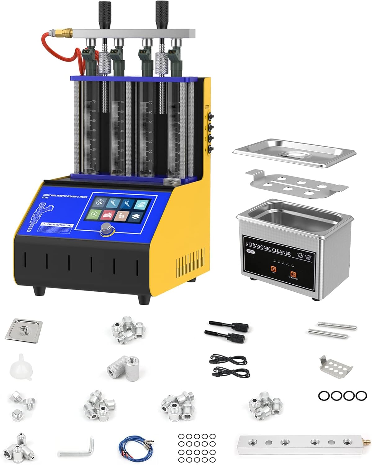 LINXINO Automotive Fuel Injector Cleaner & Tester 110V/220V, Car Ultrasonic Fuel Injector Cleaning Machine Fuel Injector Tester with Fuel Pressure Control 4.4