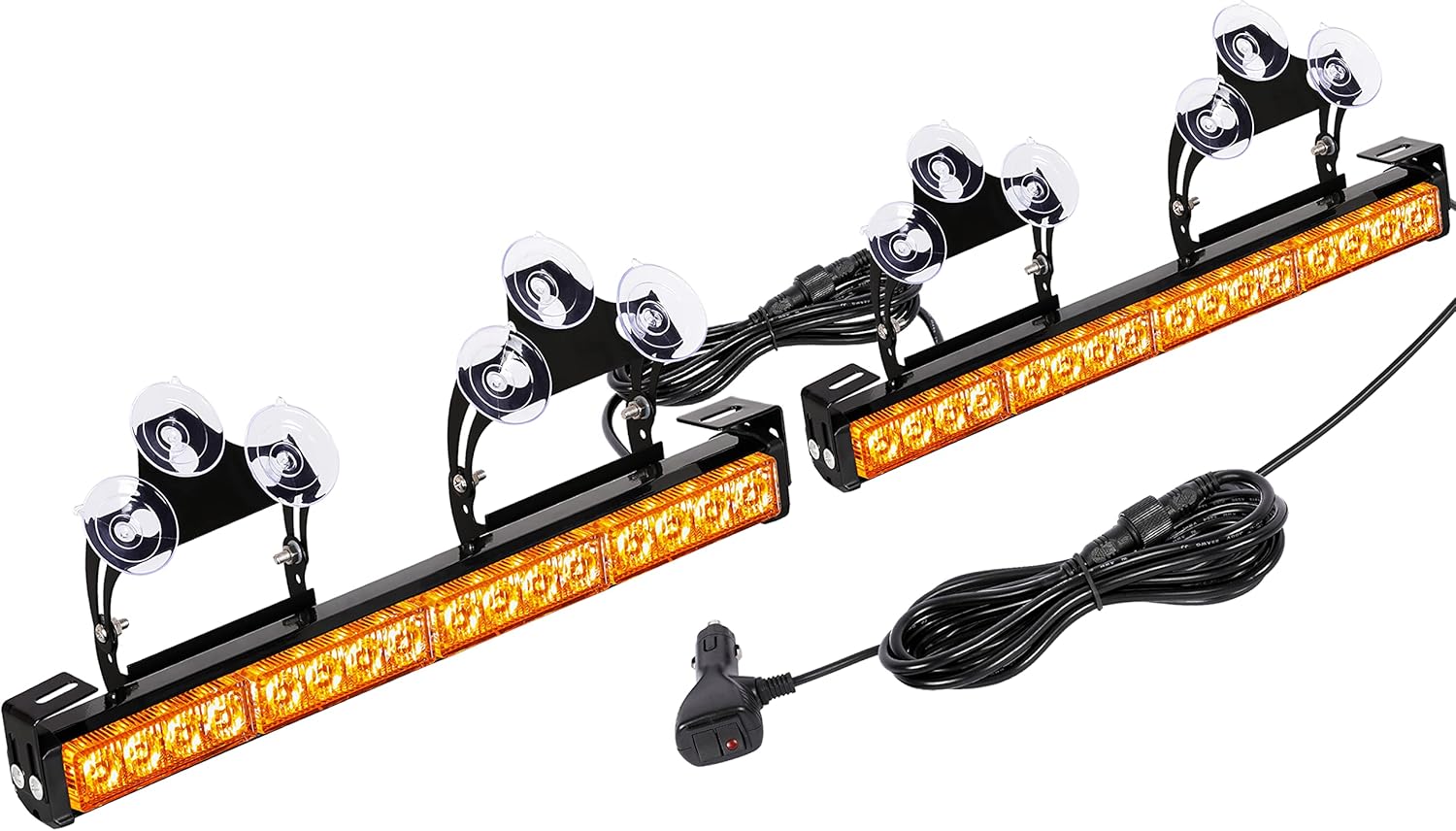 Linkitom 2 In 1 Emergency LED Traffic Advisor Strobe Light Bar, 23 Flash Patterns 32LED Interior Safety Warning Hazard Flashing Lights for Roof/Dash/Front/Rear Windshield (Amber/White) Pack of 2