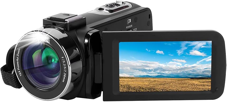 Camcorder Full HD 2.7K 30FPS 42MP 18X Digital Zoom Video Camera for YouTube Fill Light Pause Function Vlogging Camera with 3.0’’LCD and 270°Rotation Screen Digital Camera with Remote Control Pack of 2