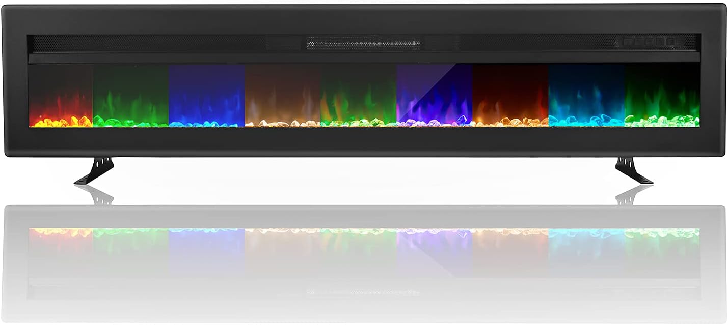 Maxhonor 40 Inches Electric Fireplace Insert Wall Mounted Freestanding Heater with Remote Control, 1500/750W, Black