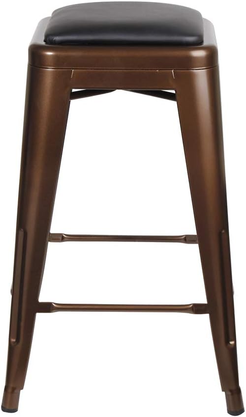 GIA 24-Inch Counter Height Backless Metal Stool with Vegan Leather Seat, 1-Pack, Coffee Pack of 2