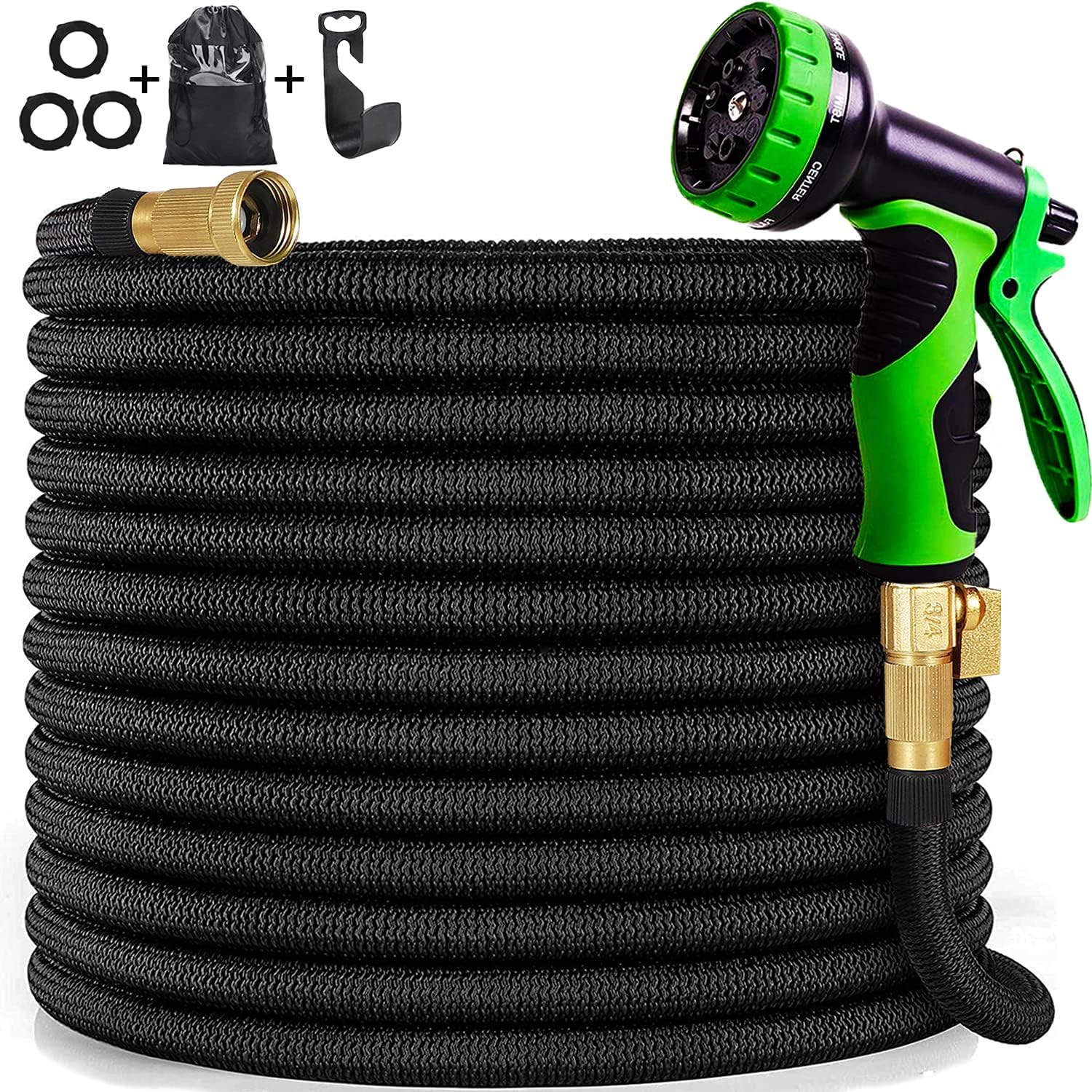 150 ft Garden Hose - Expandable Water Hose wiht Durable 4-Layer Latex Core and Fabric, 3/4