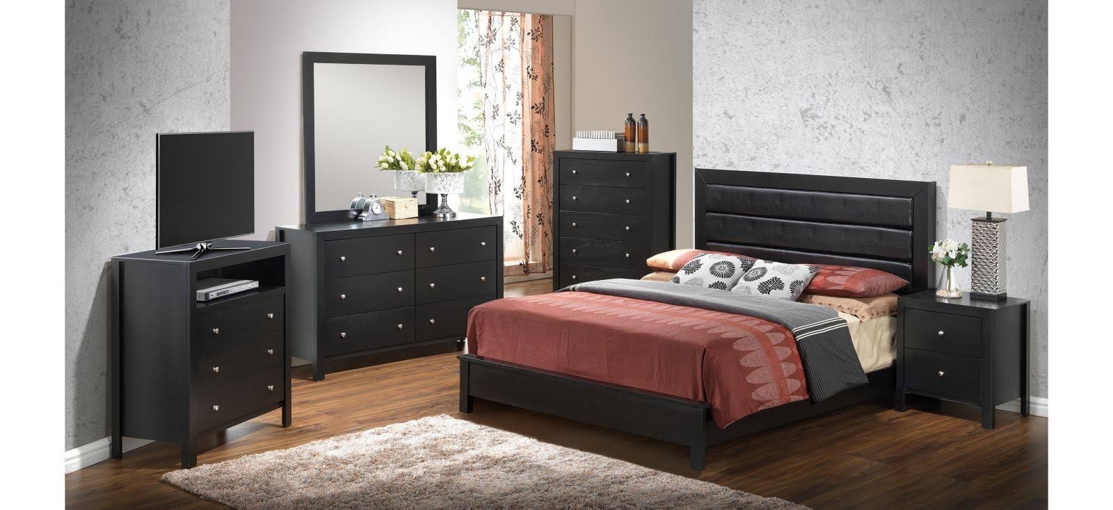 Glory Furniture Burlington Queen Panel Bed in Black - G2450A-QB