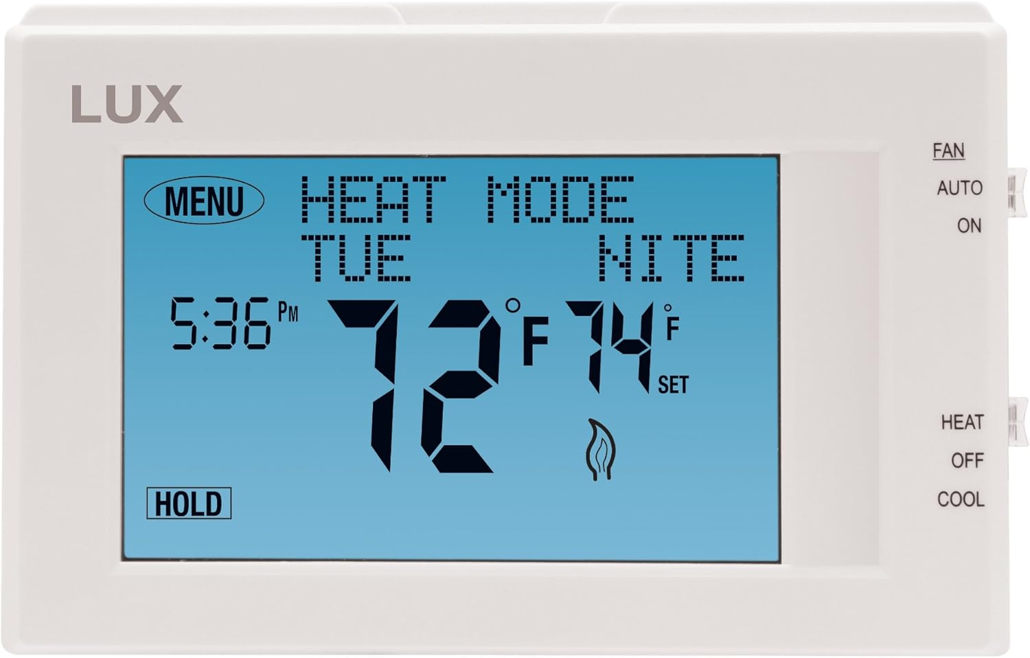 Lux Products TX9600TS Programmable Large Touchscreen Heating Cooling Thermostat, White Pack of 2