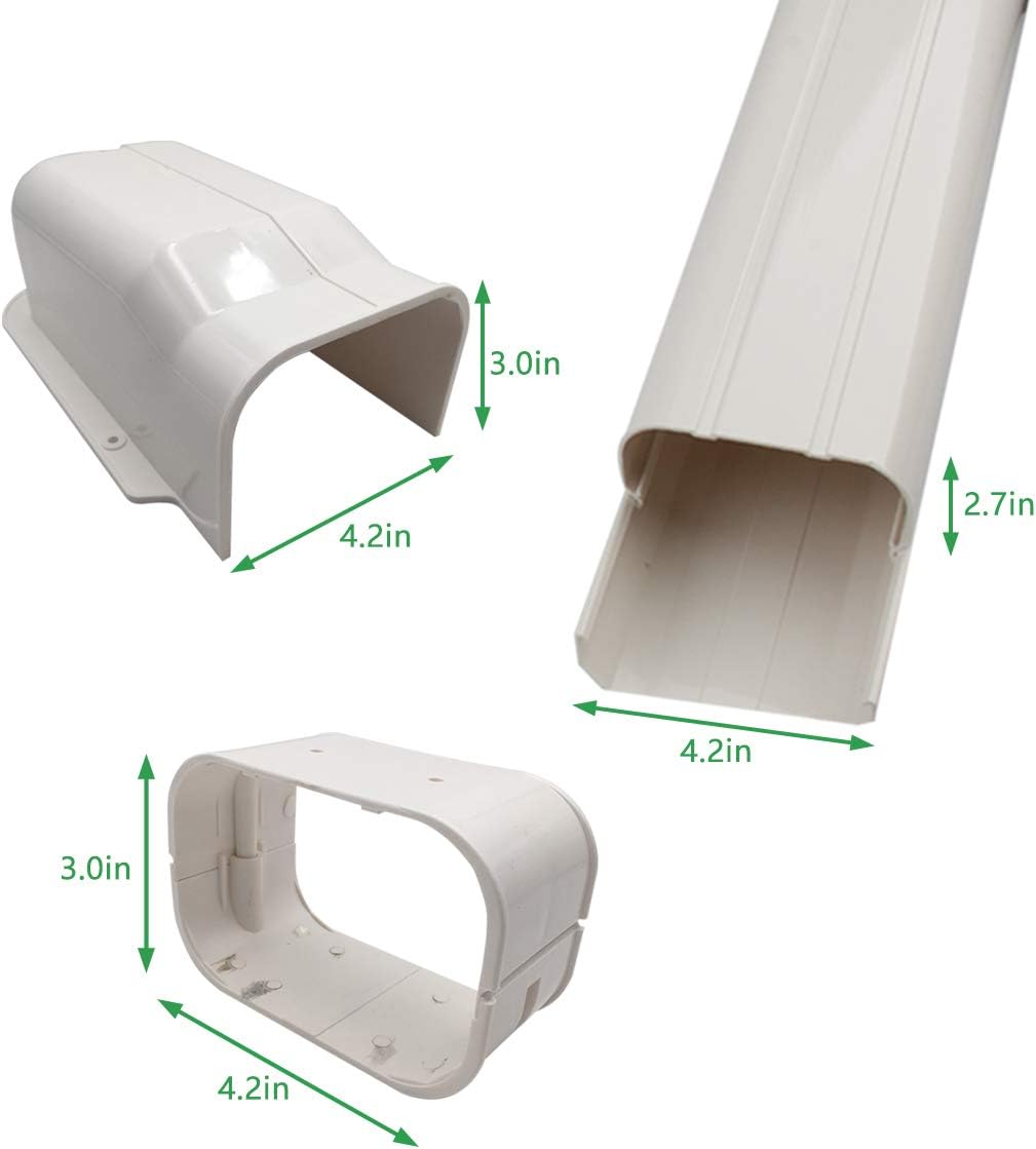 Forestchill 4'' W x 7.5ft L Air Conditioner Decorative PVC Line Set Cover Kit, Tubing Covers for Mini Split A/C, Heat Pump System and Central AC
