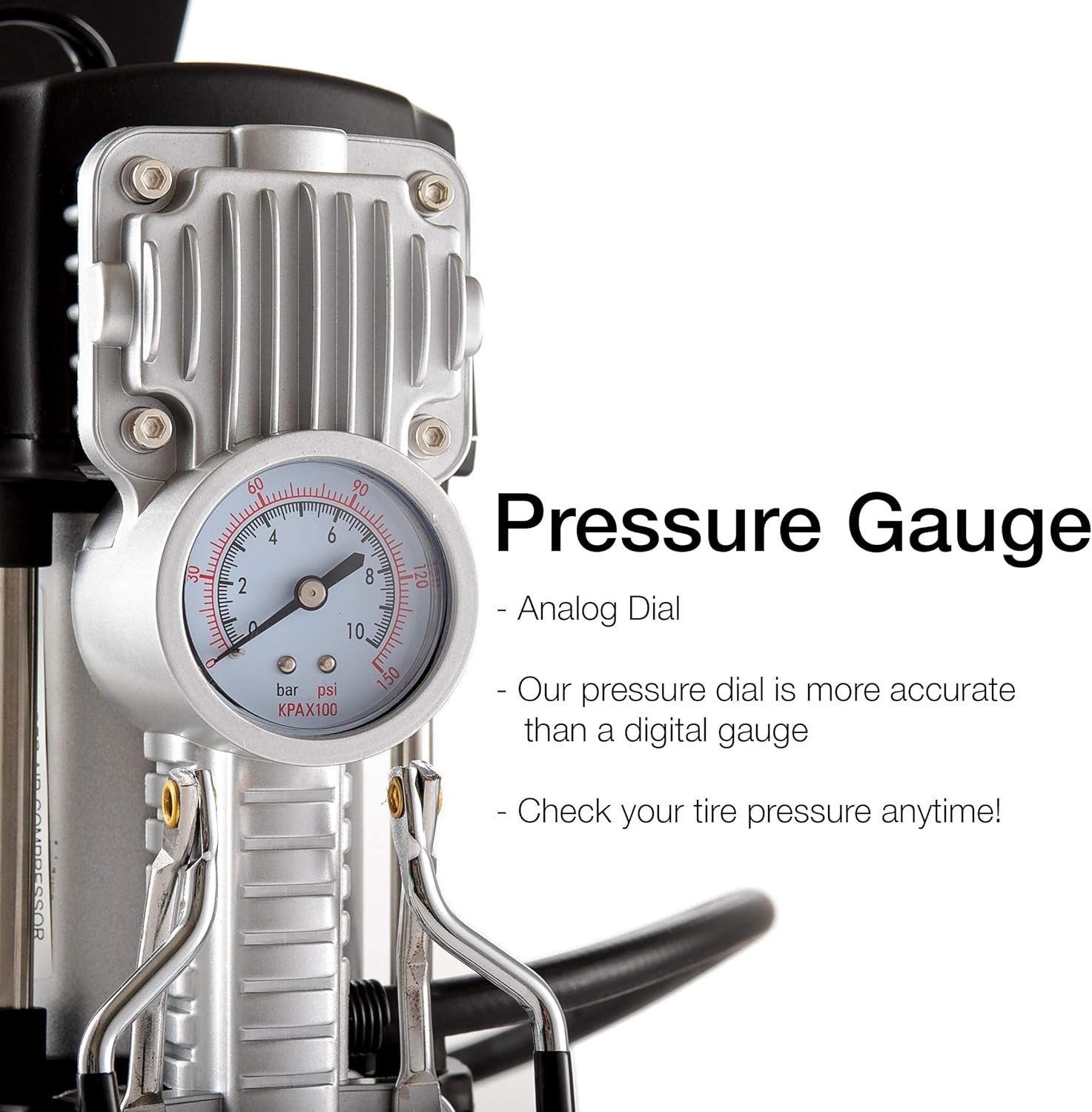 Portable Double Cylinder Air Compressor Tire Inflator with LED Flashlight, 12V Compact Air Pump for Car Tires, 150 PSI Heavy-Duty Metal Tire Pump, For SUV, Off-Road, Trailer, Truck, Bike, Air Bed