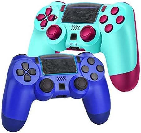 AUGEX 2 Pack Game Controllers Compatible for PS4,Wireless Controller Work with Playstation 4 Console;AUGEX Remote Control with Two Motors Game Joystick(Midnight Blue)
