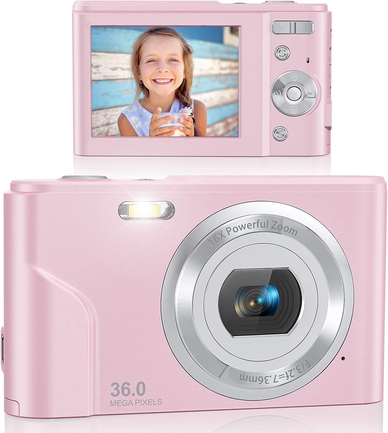 Digital Camera, Lecran FHD 1080P 36.0 Mega Pixels Vlogging Camera with 16X Digital Zoom, LCD Screen, Compact Portable Mini Cameras for Students, Teens, Kids (Purple) Pack of 2