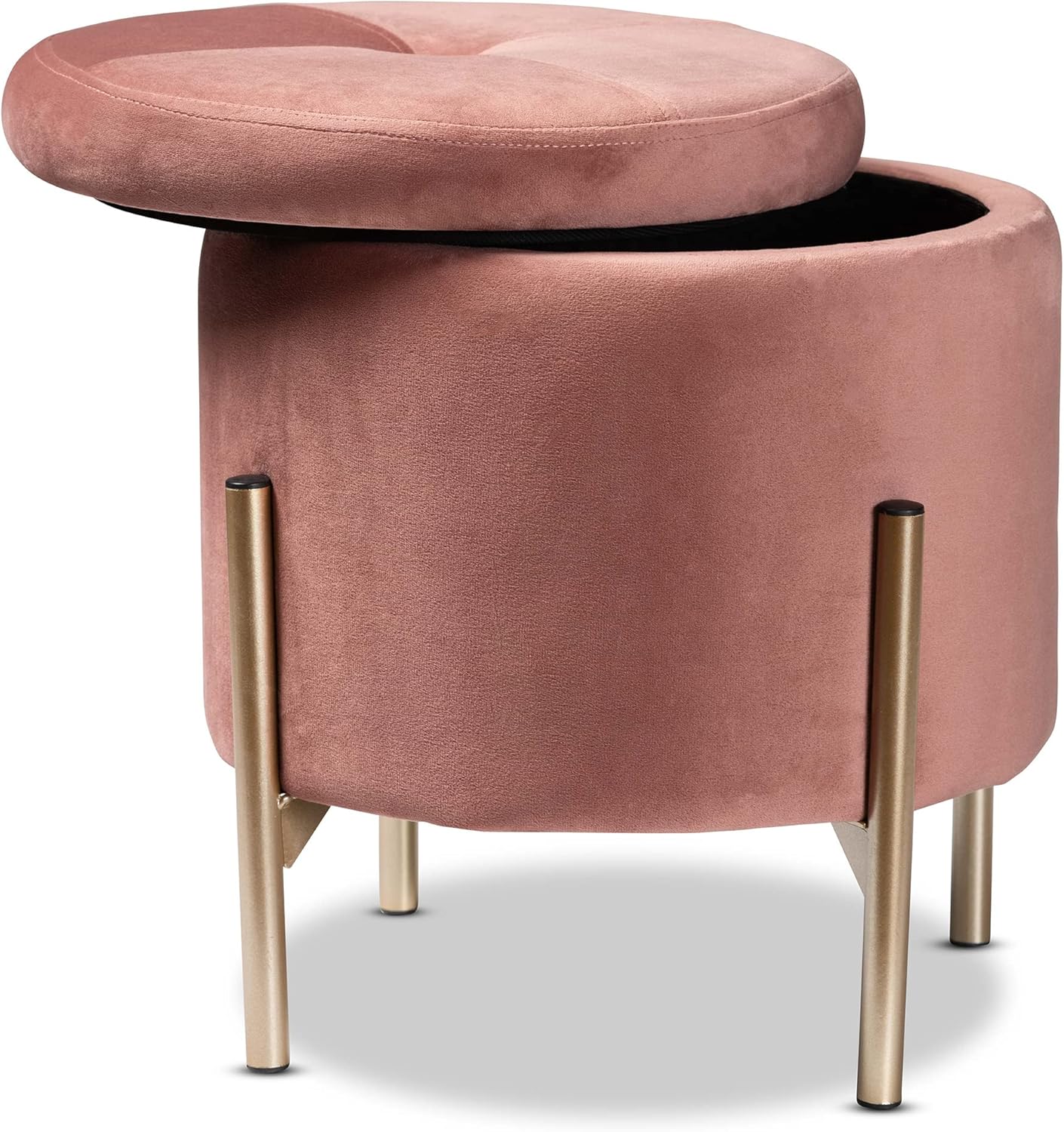 Baxton Studio Malina Ottomans, Pink/Gold Pack of 2