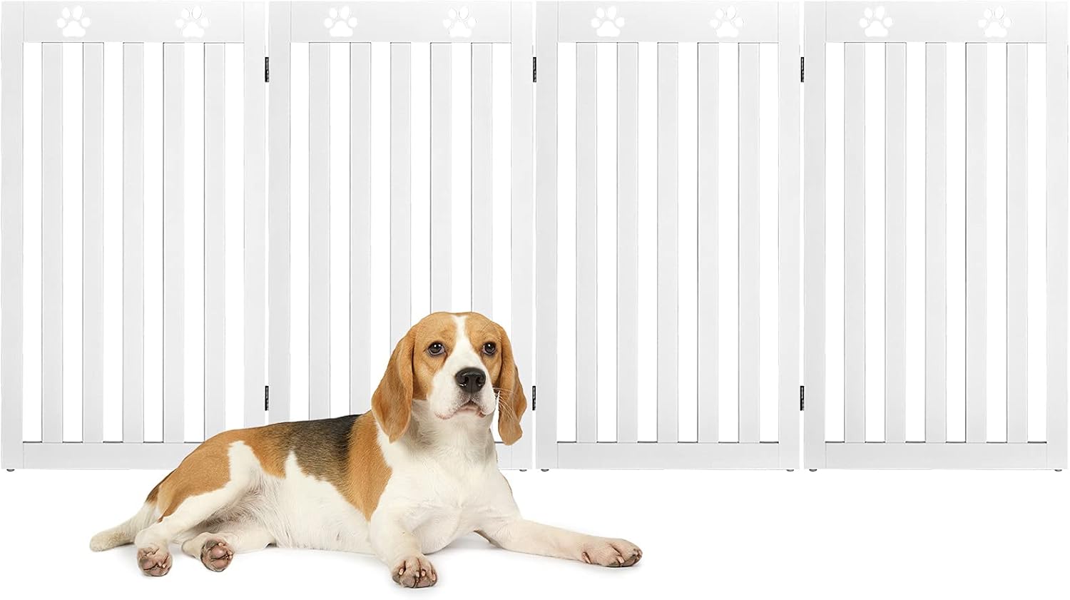HAPPAWS Wooden Freestanding Pet Gate for Dogs, 24/36 inch High 3/4 Panels Dog Fence, Folding Convertible Puppy Pen Playpen, Indoor Cat Barrier for House, Doorway, Stairs Pack of 2