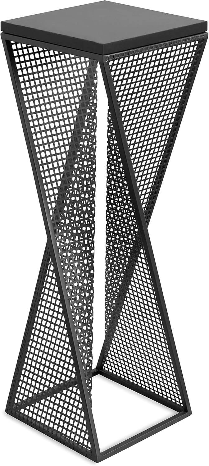 Kate and Laurel Elita Modern Wood and Metal Accent Table, 10 x 10 x 30, Rustic Brown and Charcoal Gray, Chic Side Table for Decorative Display