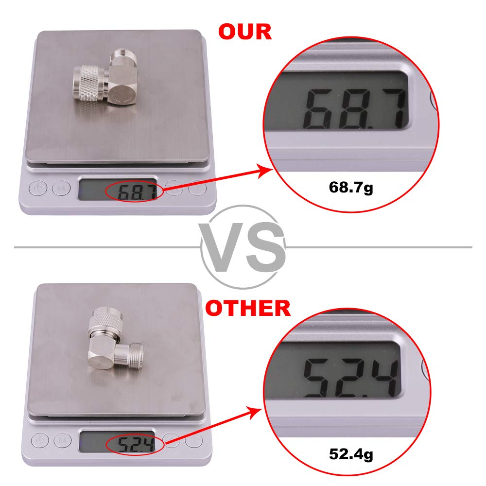 10PACK N Connector Adapter Right Angle Coax Connectors 90 Degree N Male to N Female RF Coaxial Cable Connector by XRDS_RF(NOT for TV)