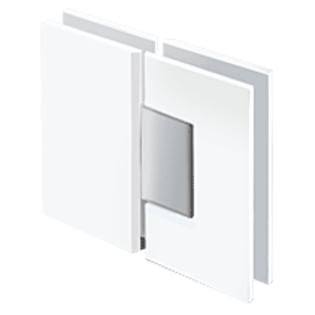 CRL Gen180wc White with Chrome Accent Geneva 180 Series 180 Degree Glass-to-Glass Standard Hinge