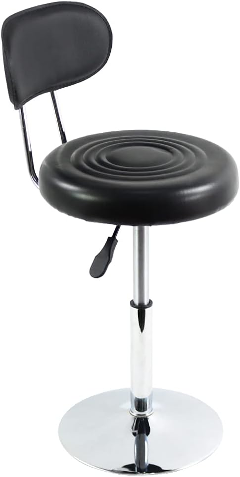 FURWOO PU Leather SPA Salon Stool Swivel Chair Barber Wrok Stool Manicure Stool Tattoo Task Stool Shop Stool with Backrest Counter Stool Office Stool Small(Black)