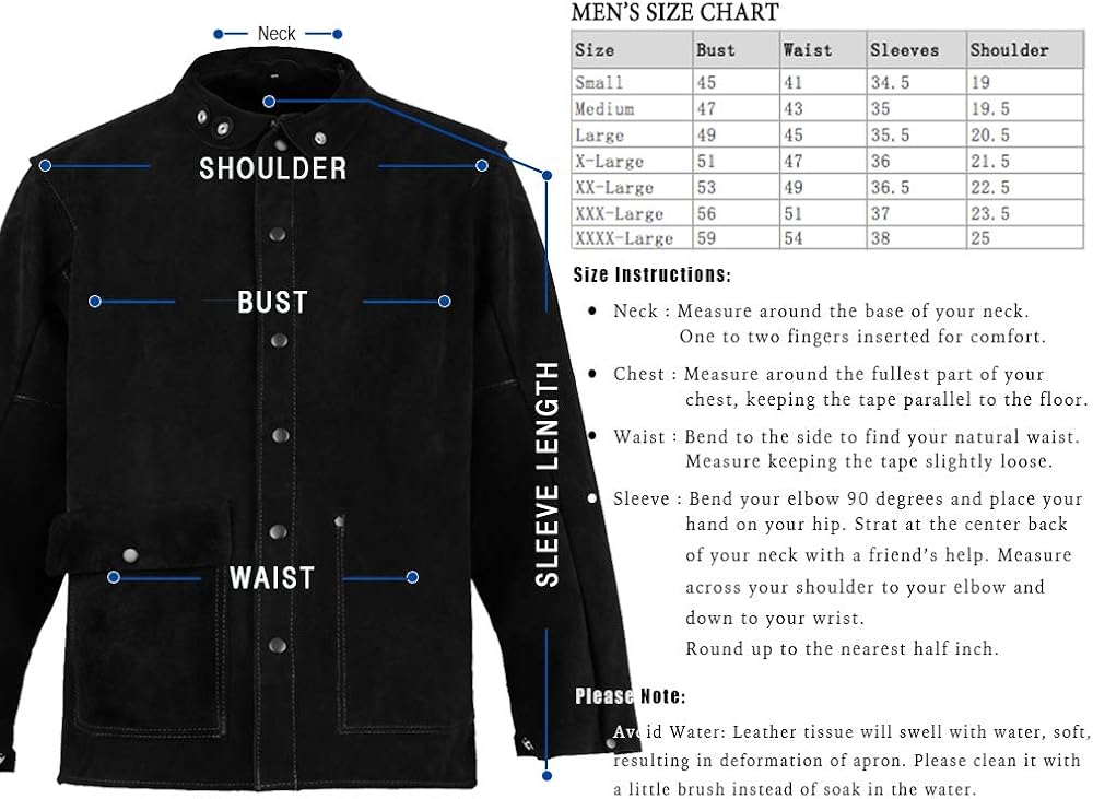Leather Welding Jacket - Heat & Flame-Resistant Heavy Duty Split Cowhide Leather FR Work Safety Jacket