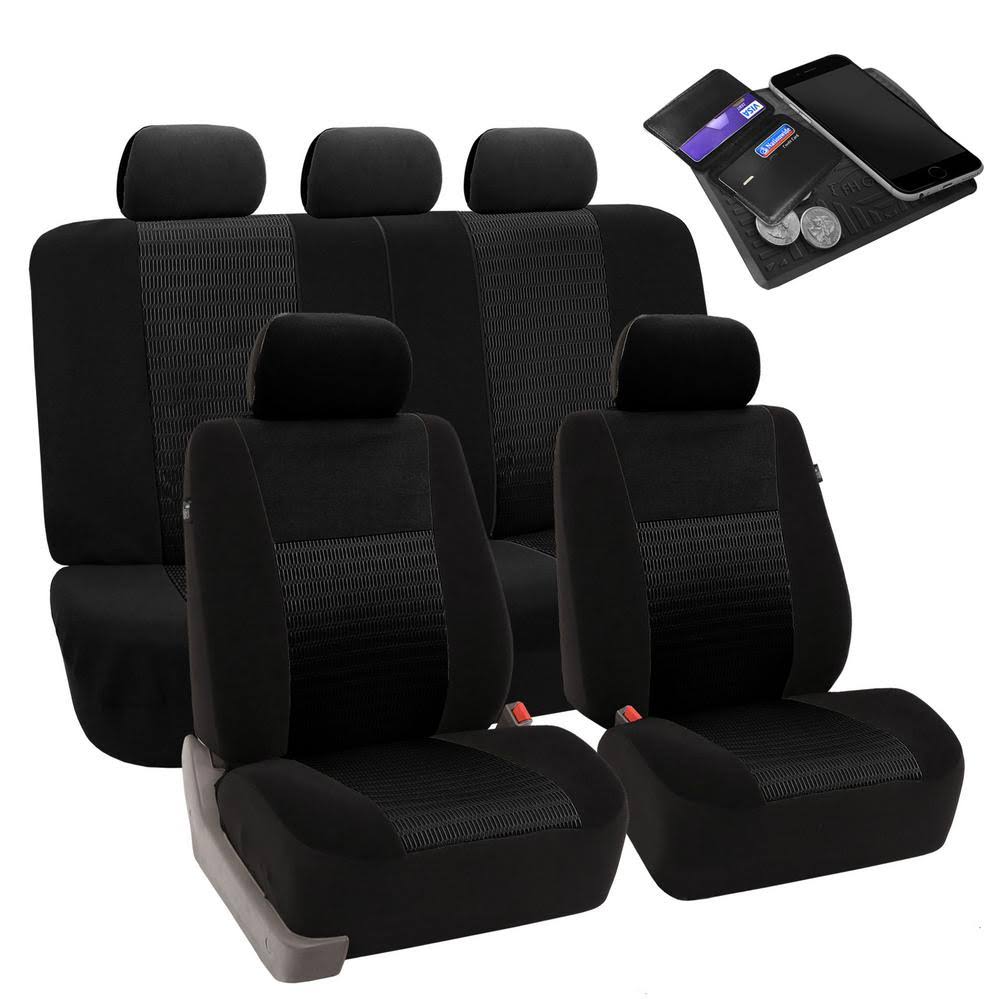 FH Group Fabric 47 in. x 23 in x 1 in. Deluxe 3D Air Mesh Full Set Seat Covers, Black
