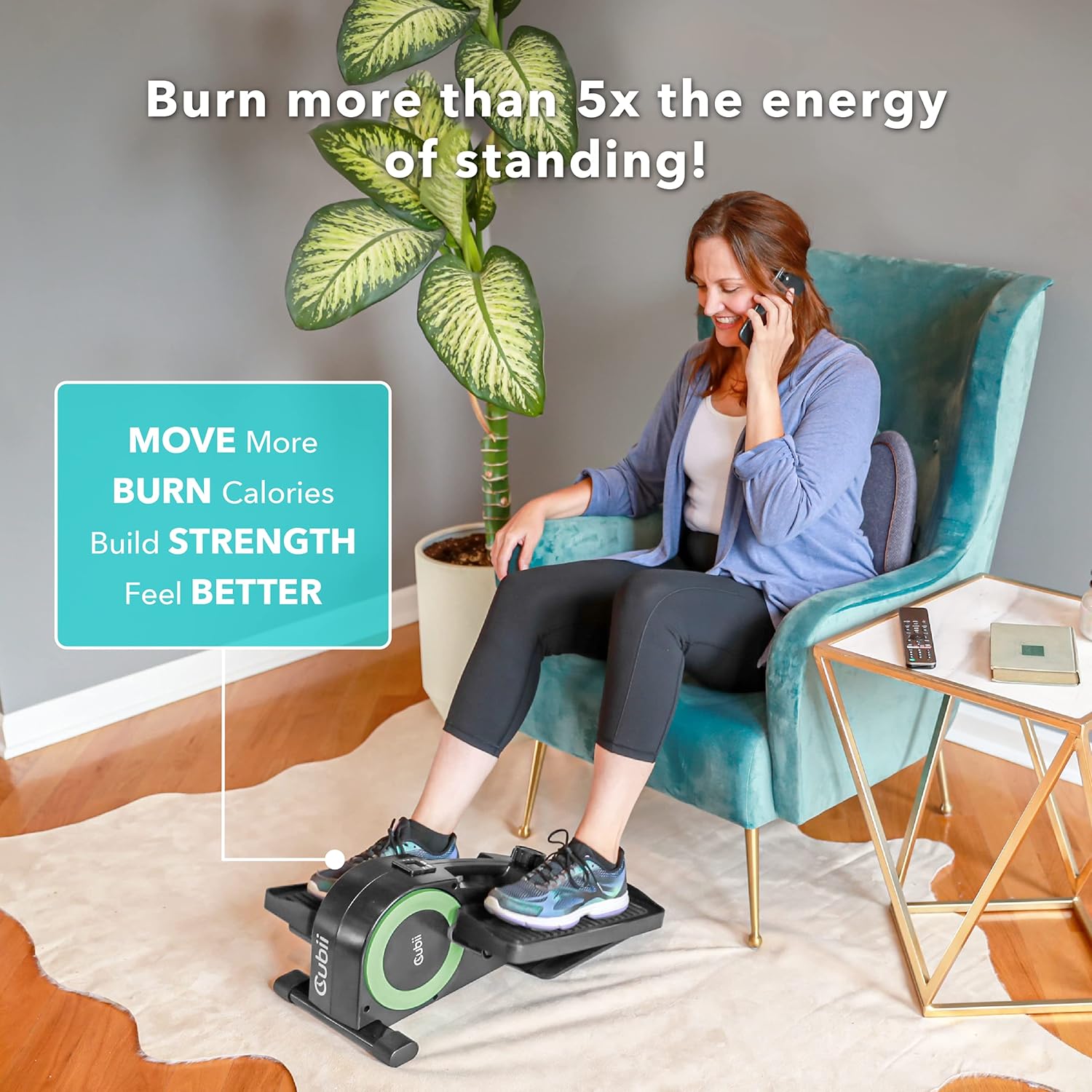 Cubii JR or JR2+ with Bluetooth Smartphone App Sync, Under Desk Elliptical, Pedal Exerciser, Adjustable Resistance, Portable, Cardio Exercise Machine