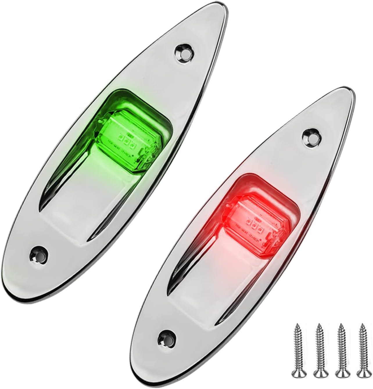 Boat Navigation Lights Red and Green LED Marine Waterproof 12 Volt USCG 2 NM Stainless Steel 1 Pair Pack of 2