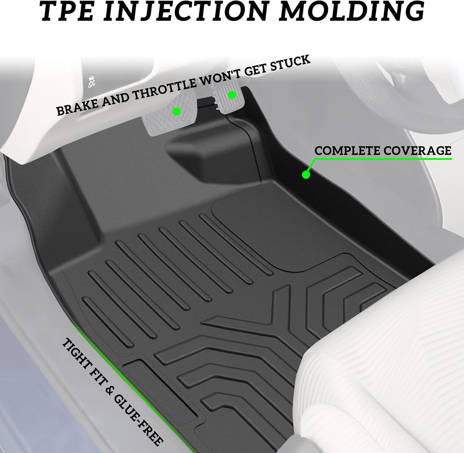 TPE Floor Mats for Honda Civic, KEWISAUTO Black 2 Row Floor Liner Set All Weather Protection Slush Mats for Honda Civic Sedan Hatchback Type R 2016-2021 Accessories