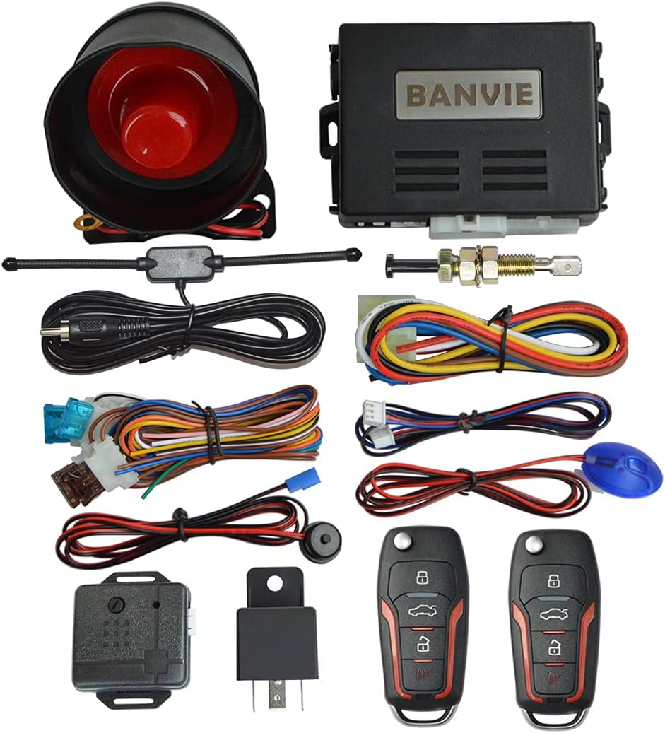 BANVIE Car Alarm System with Remote Start Starter Pack of 2