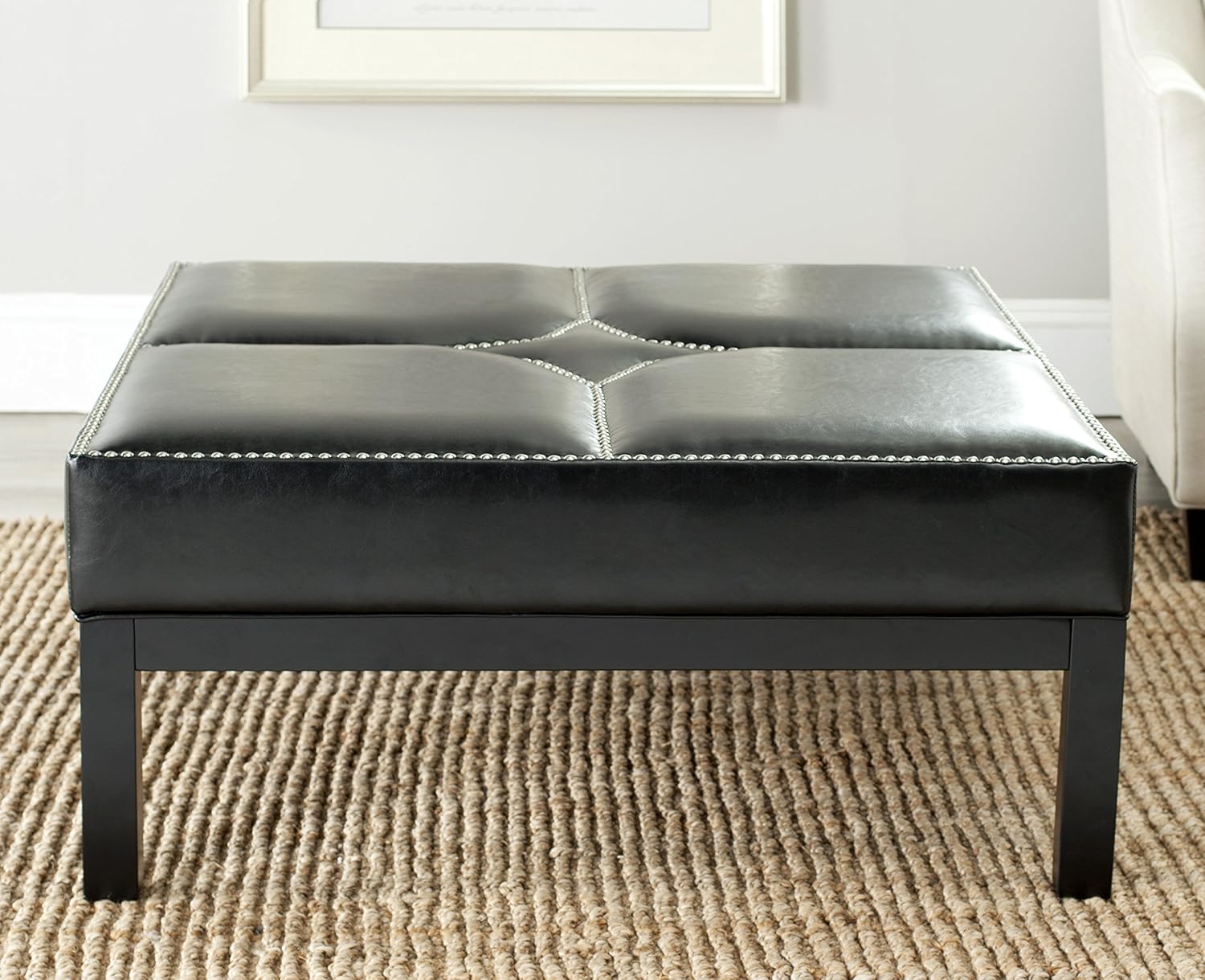 Safavieh Mercer Collection Terrence Cocktail Ottoman, Black