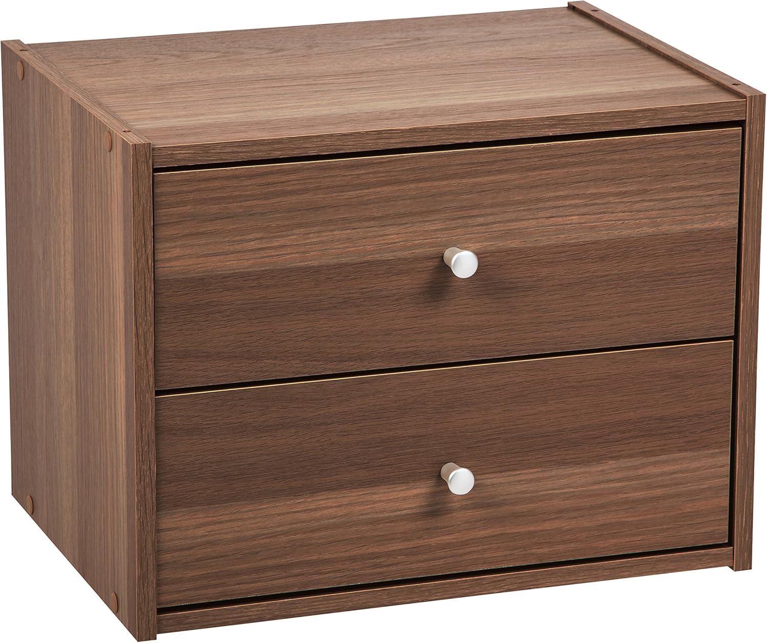 IRIS USA SBDR TACHI Modular Wood Stacking Storage Box with Drawer, 2, Light Brown Pack of 2